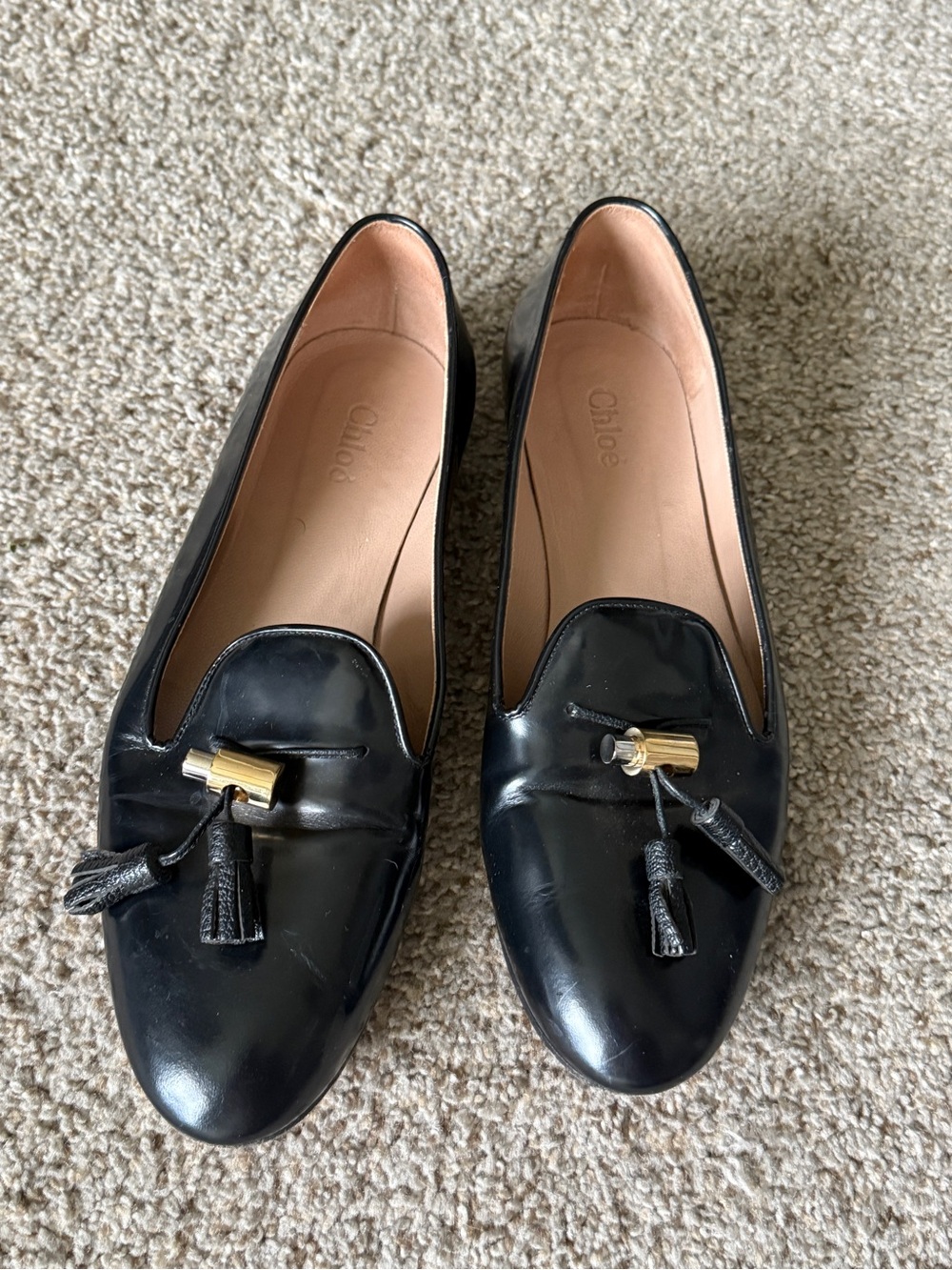 Chloé Black Leather Tassel Loafers | Size 39 | Fits like US size 8